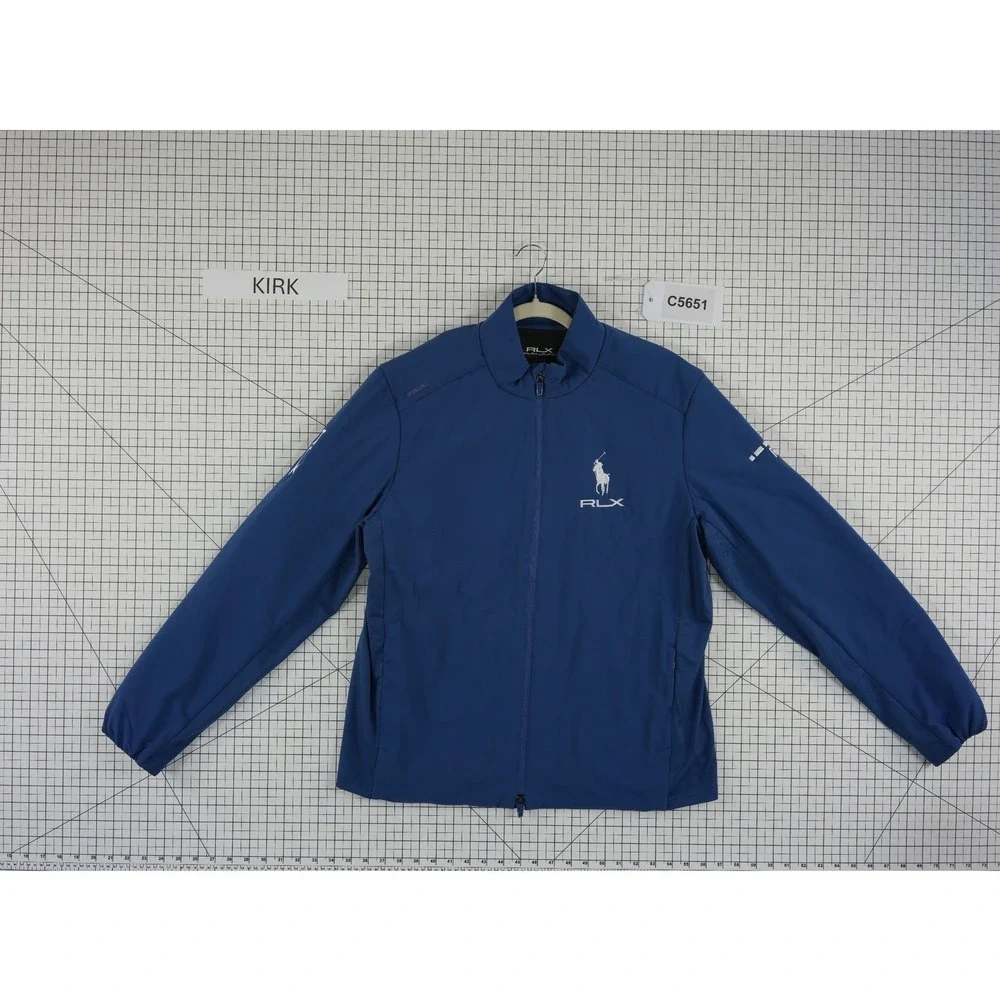 RLX Ralph Lauren RSM Golf Full Zip Jacket Men's Size Large Blue Softshell Pony